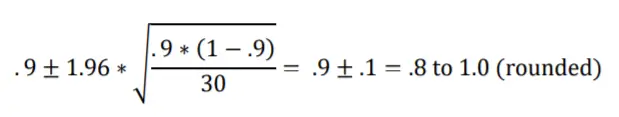 fórmula de intervalo de confianza calculado para supuestos estadísticos