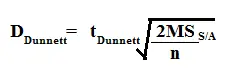 fórmula de prueba de dunnett