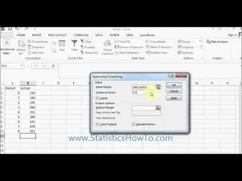 How to perform exponential smoothing in Excel 2013